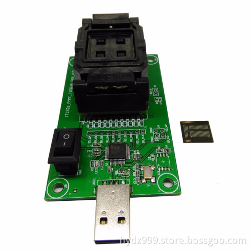 Clamshell Structure eMCP221 Reader to USB, for BGA 221 testing, size 11.5x13mm, nand flash programmer